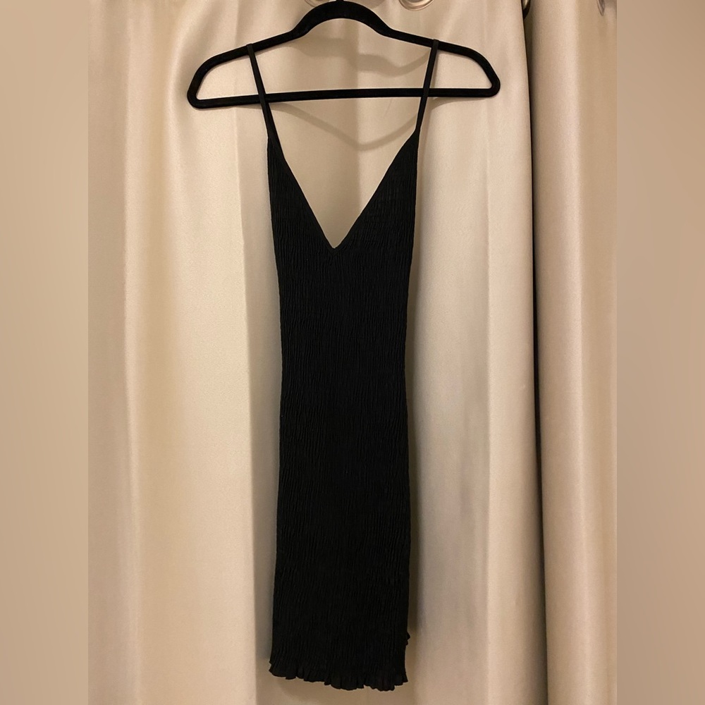 Seek the Label- black ruched bodycon mini dress, from LF, Size small, v-neck